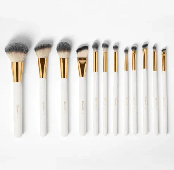 White Studded Elegance: BH Cosmetics 12-Piece Brush Set