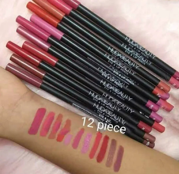 Huda Beauty Set of 12 Matte Thin Lip Pencils