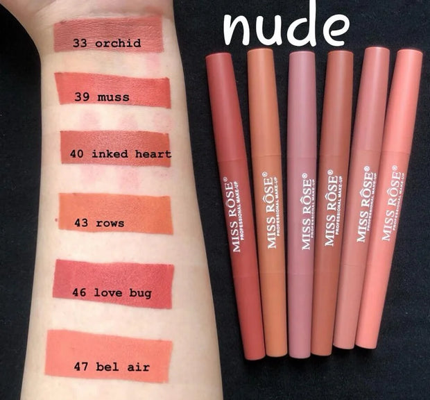 Miss Rose 2-in-1 Lipstick and Lip Liner Set (Nude)