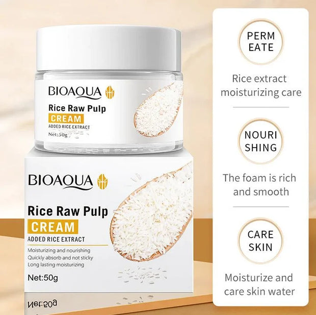 Revitalize with Bio Aqua Rice Raw Pulp Moisturizing Face Cream Sheet 50g